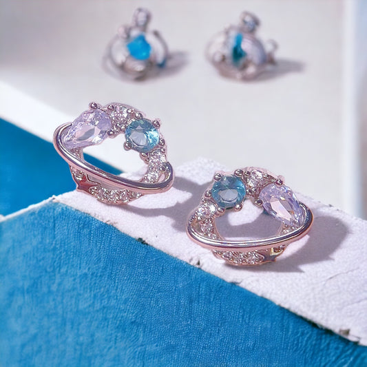 Silver Planet Saturn Earrings