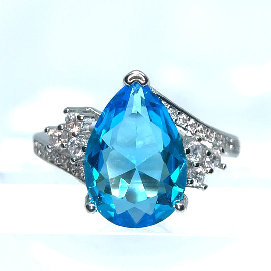 Royal Aqua Teardrop Ring