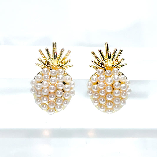 Pearl Pineapple Stud Earrings