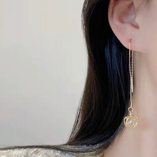 Crystal Apple Ear Threader Earrings