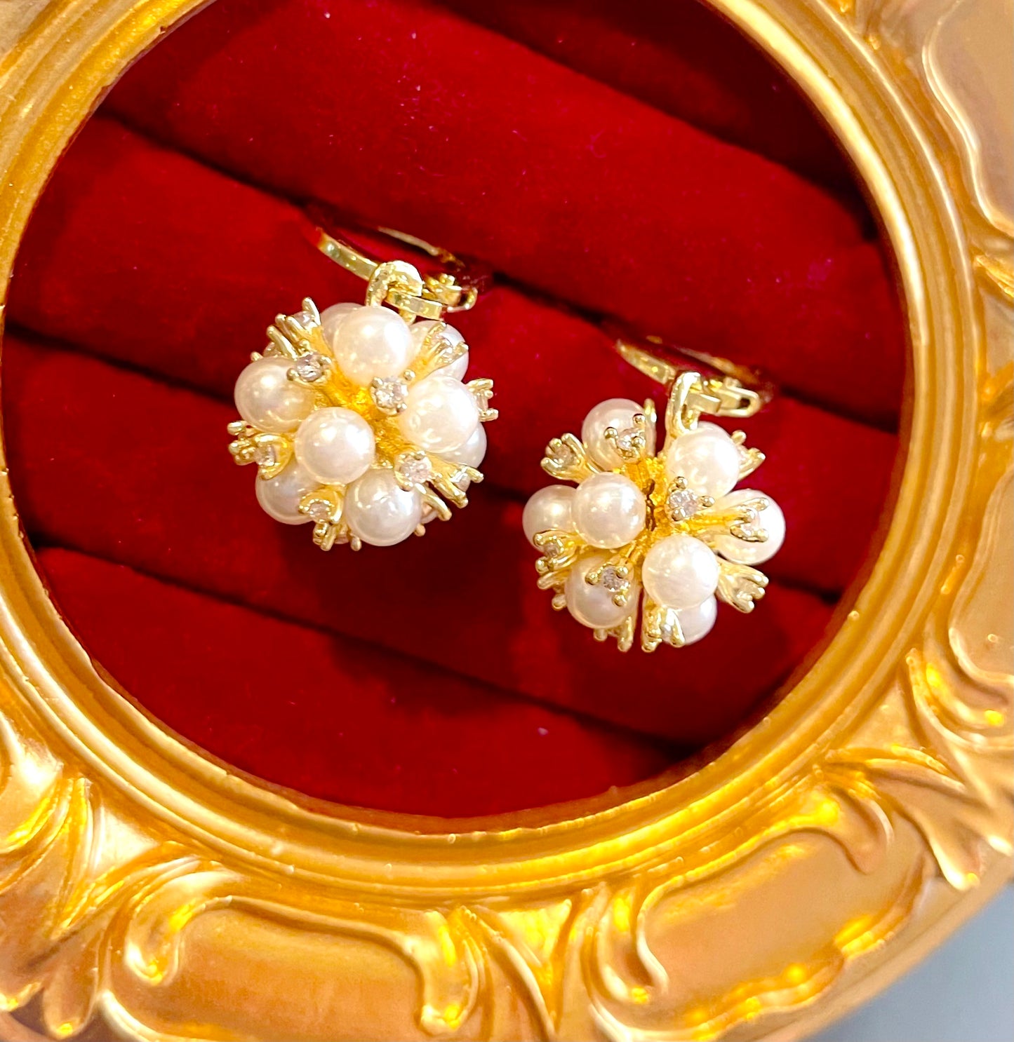 Pearl Pom Pom Earrings