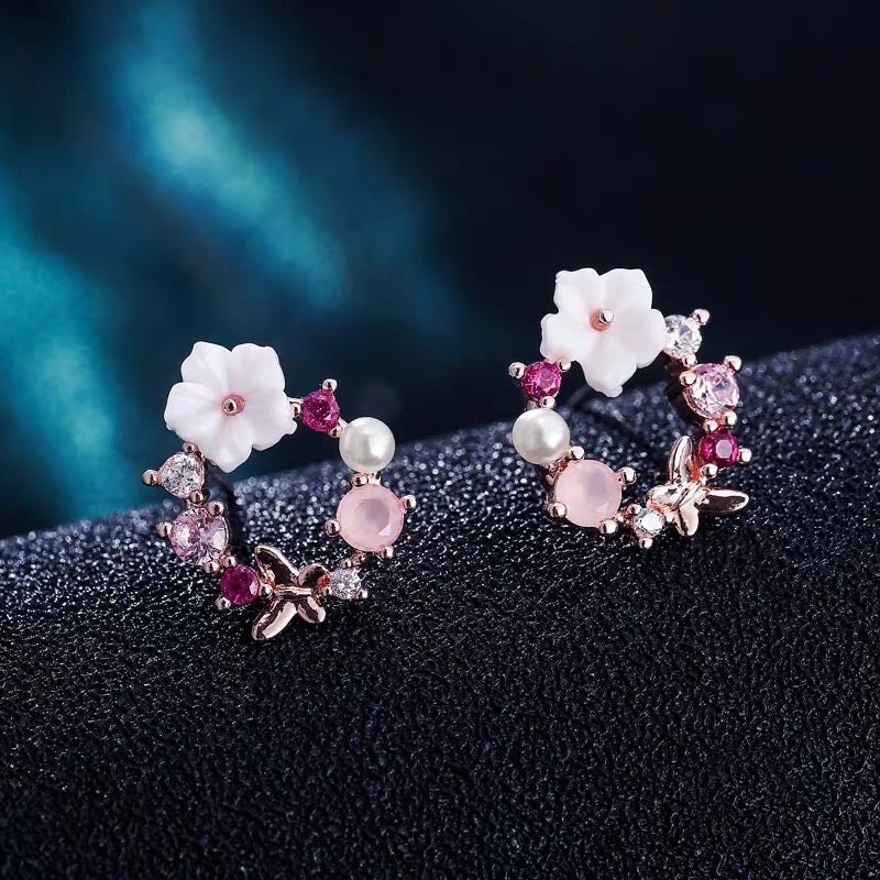 Crystal Flower Wreath Studs