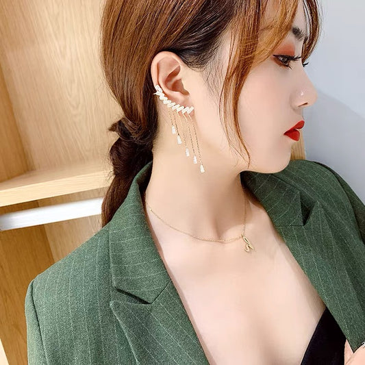 Crystal Crawler Tassel Earrings