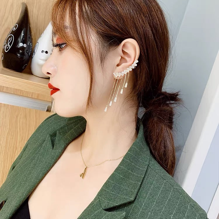 Crystal Crawler Tassel Earrings