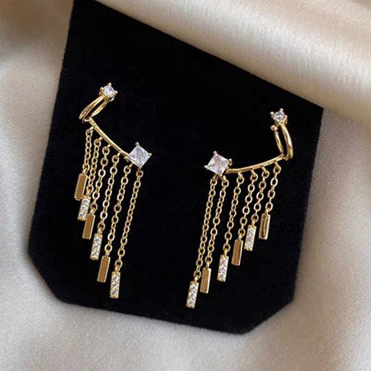 Gold Tassel Ear Cuff Earrings