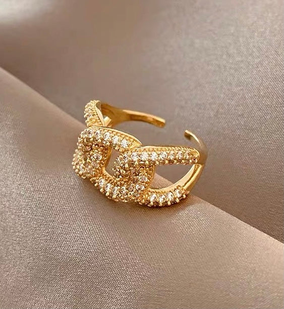 Crystal Chunky Chain Ring