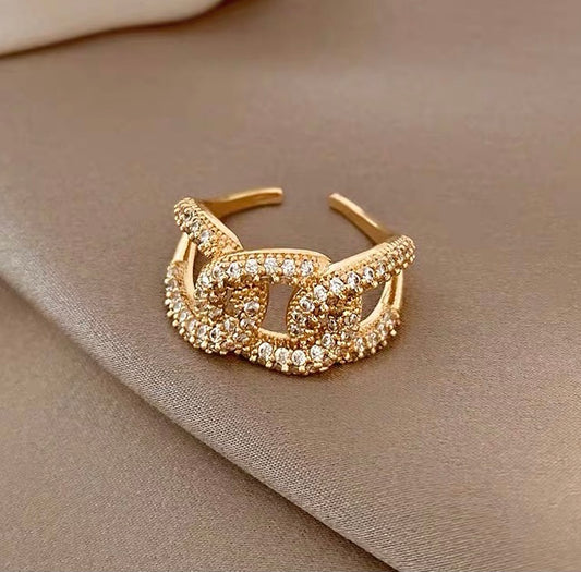 Crystal Chunky Chain Ring