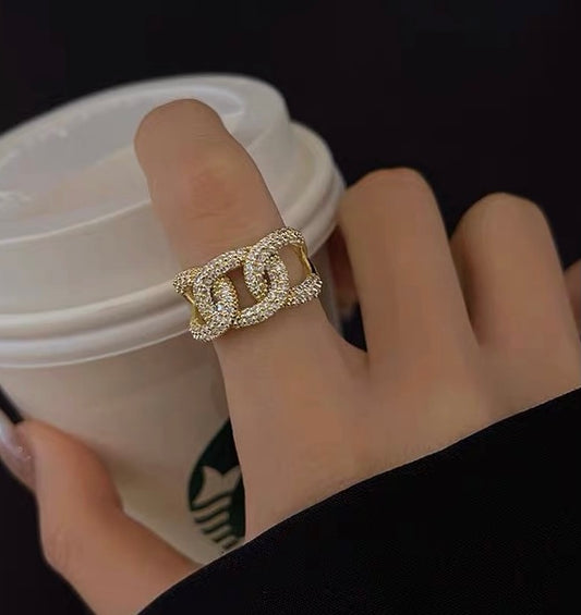 Crystal Chunky Chain Ring