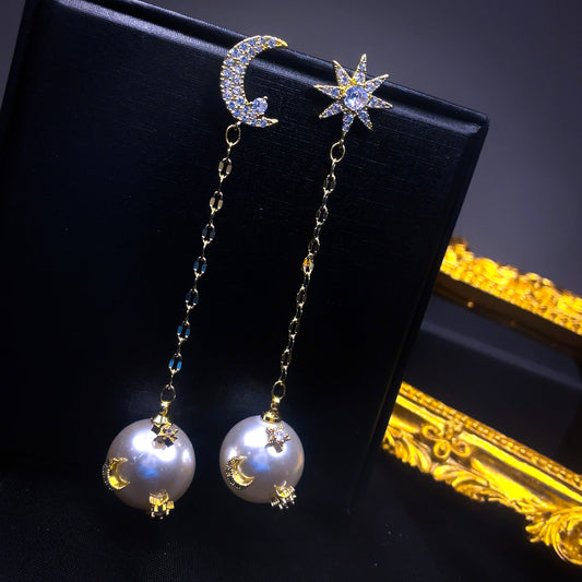Mismatched Celestial Pearl Earrings