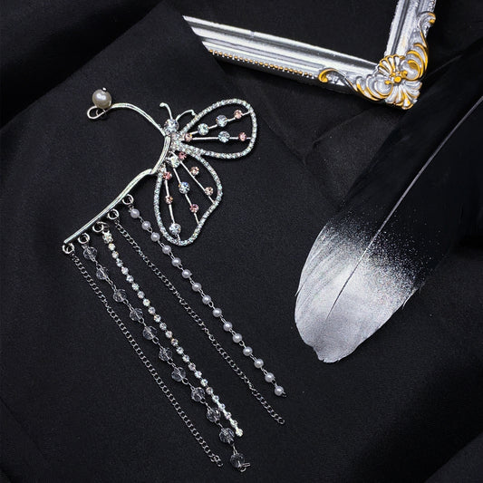 Crystal Butterfly Tassel Ear Wrap