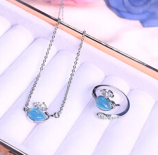 Dolphin Opal Necklace & Ring