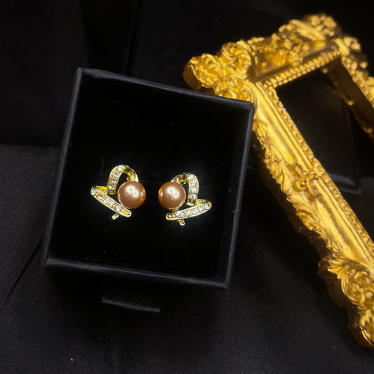 Heart Pearl Studs