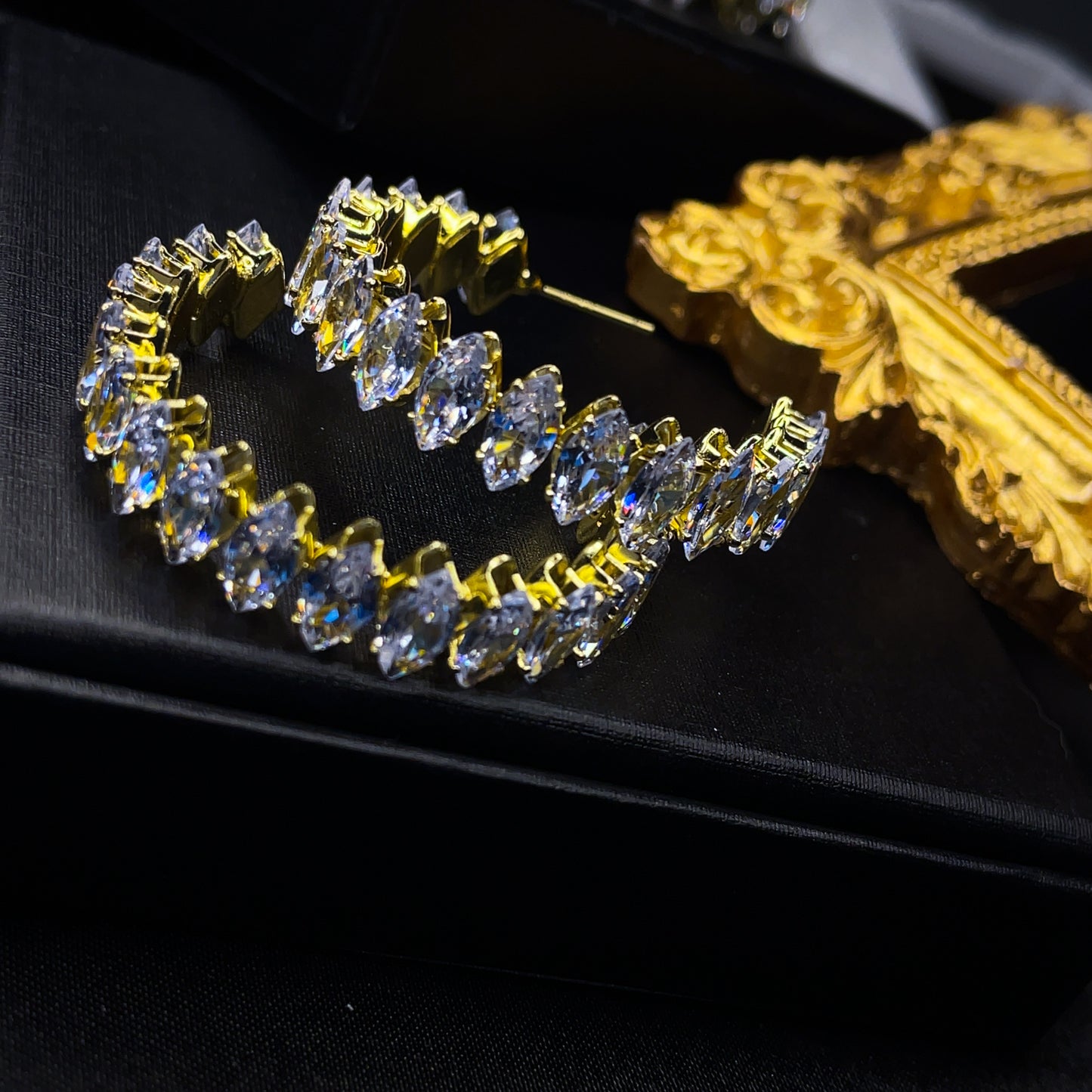 Glam Crystal Hoops Earrings