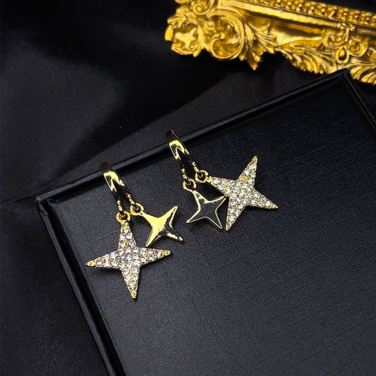 Golden Stars Drop Earrings