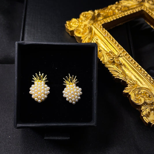 Pearl Pineapple Stud Earrings