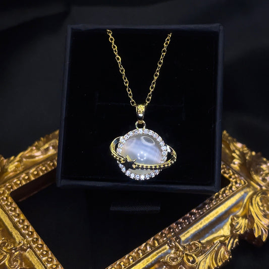 Planet Saturn Opal Necklace