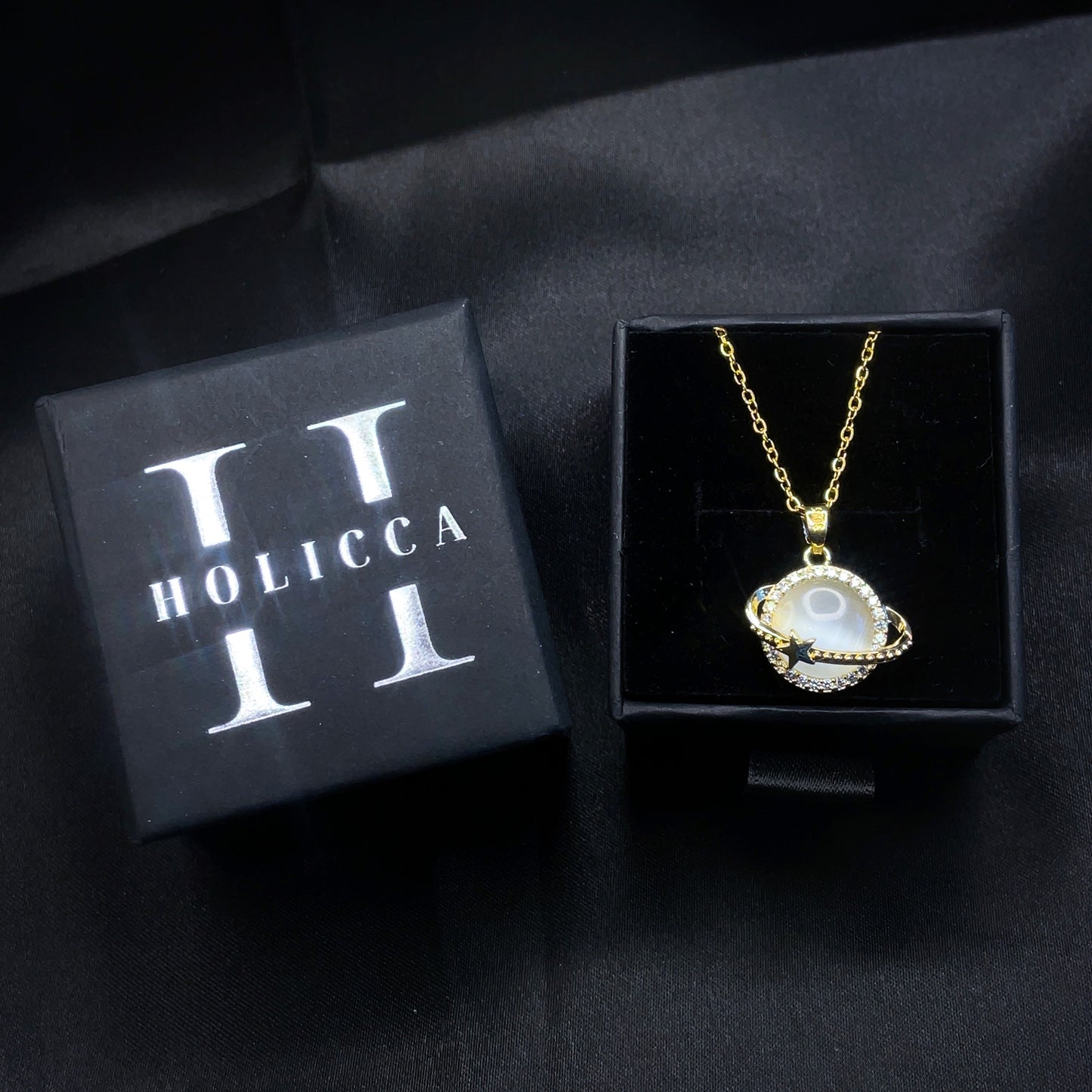 Planet Saturn Opal Necklace