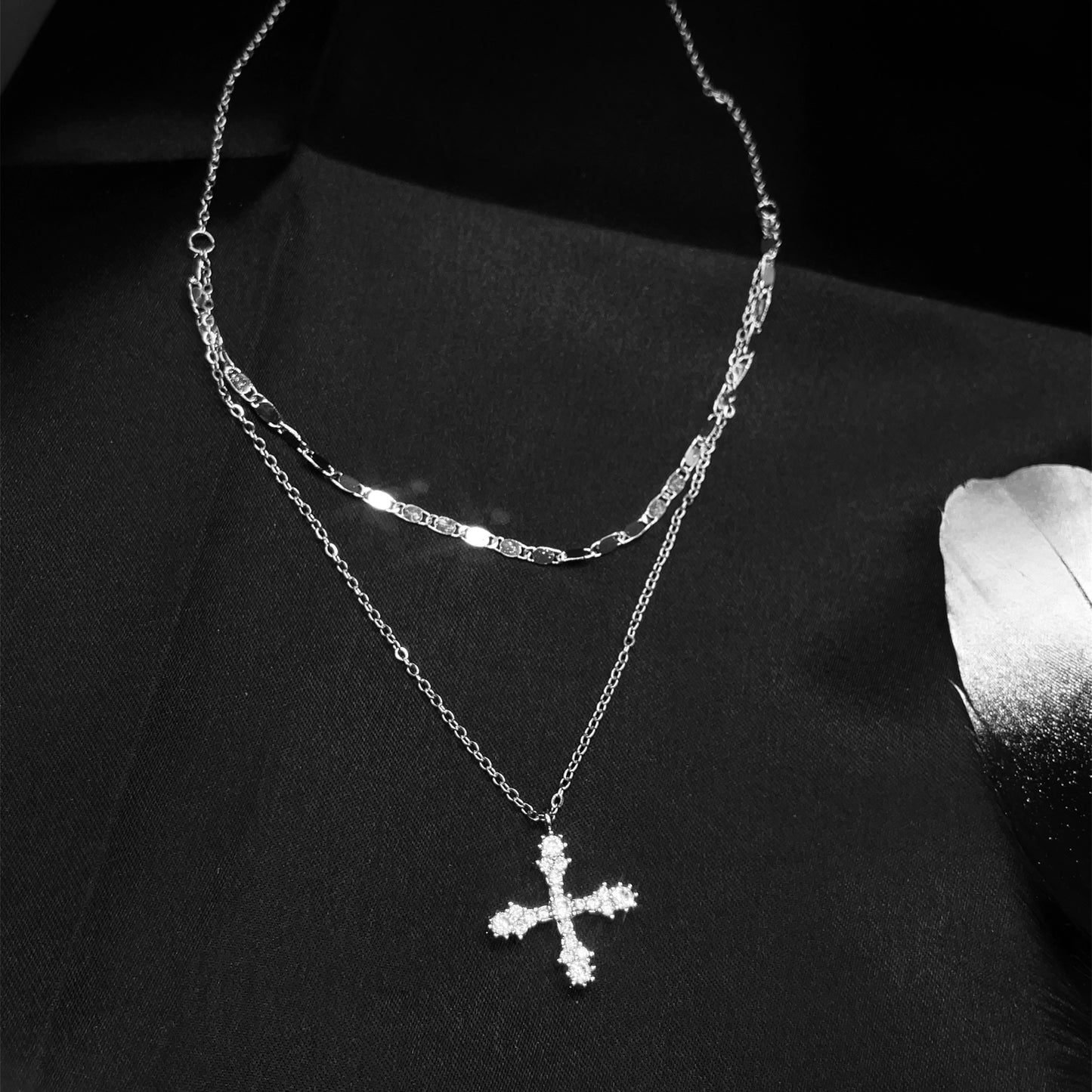 Double Layered Cross Necklace