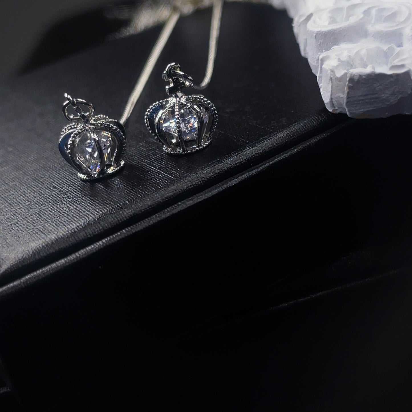 Crown Threader Earrings with Pearl Studs