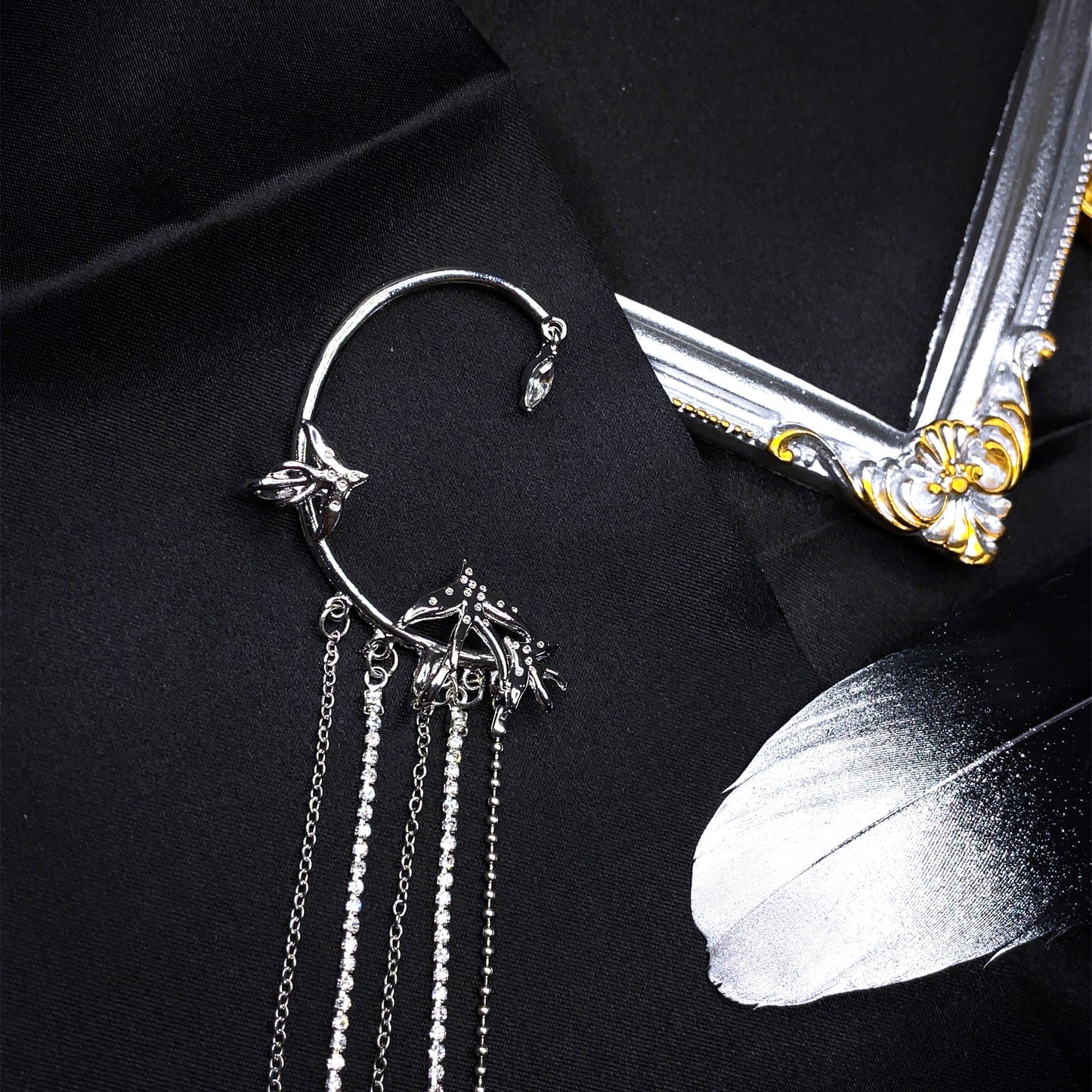 Soar High Swallow Crystal Tassel Ear Wrap