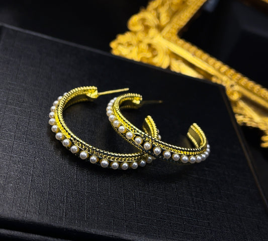 Classy Pearl Hoop Earrings