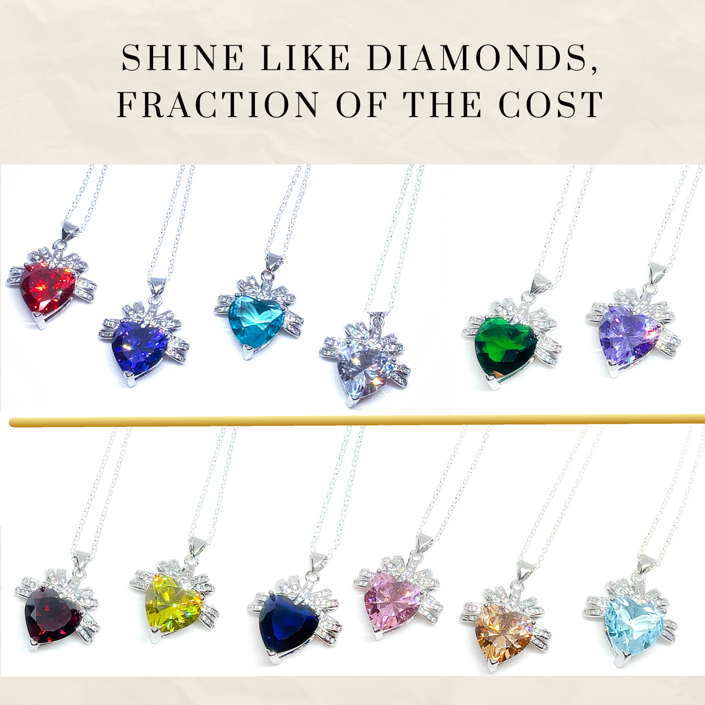 Birthstone Heart Necklaces by Month - Spice Love Jewels