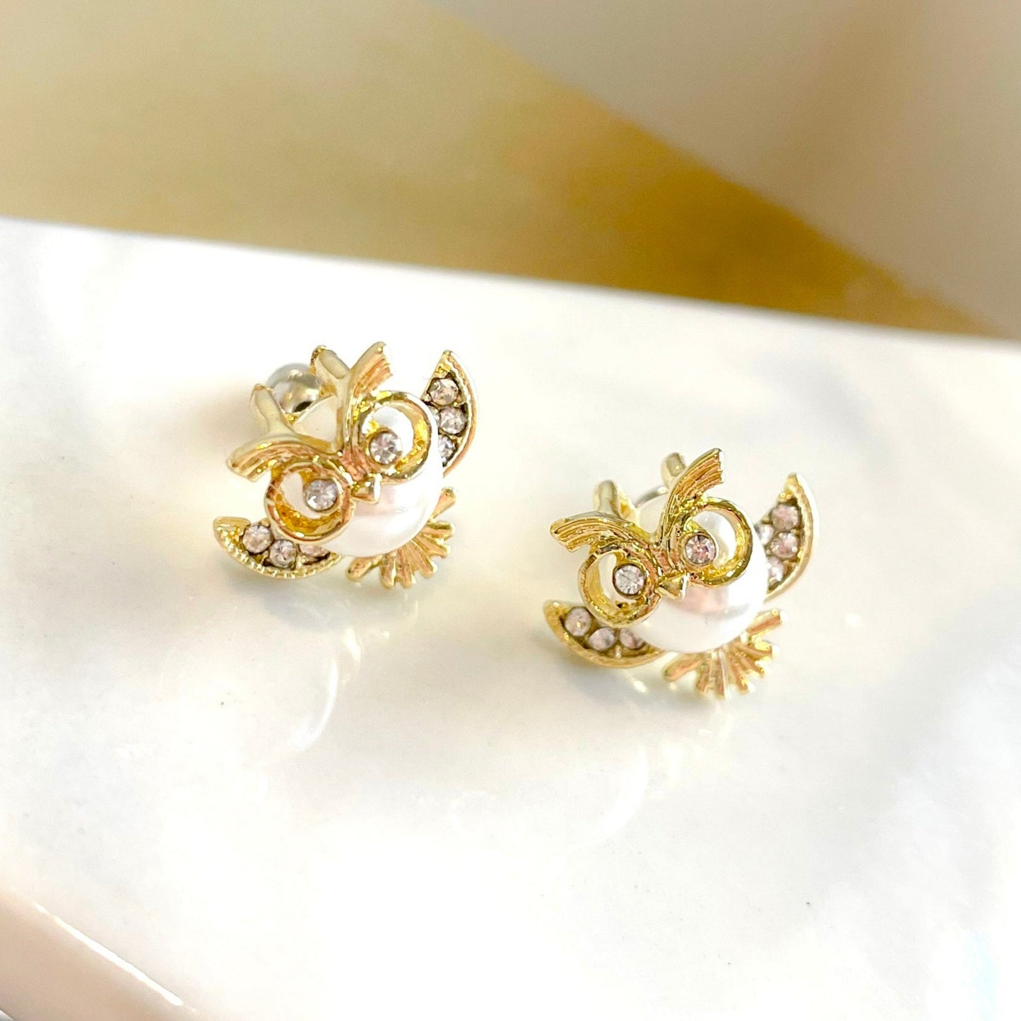 Pearl Owl Studs