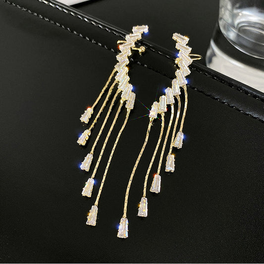 Crystal Crawler Tassel Earrings