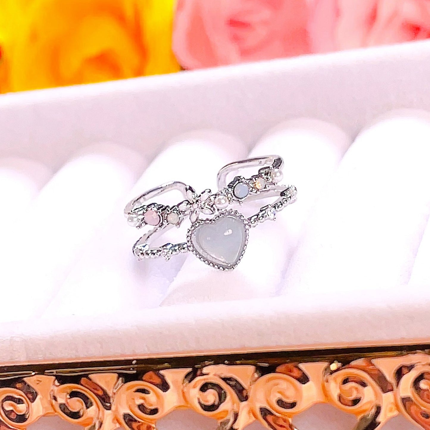 Sweet Garden Floral Heart Ring