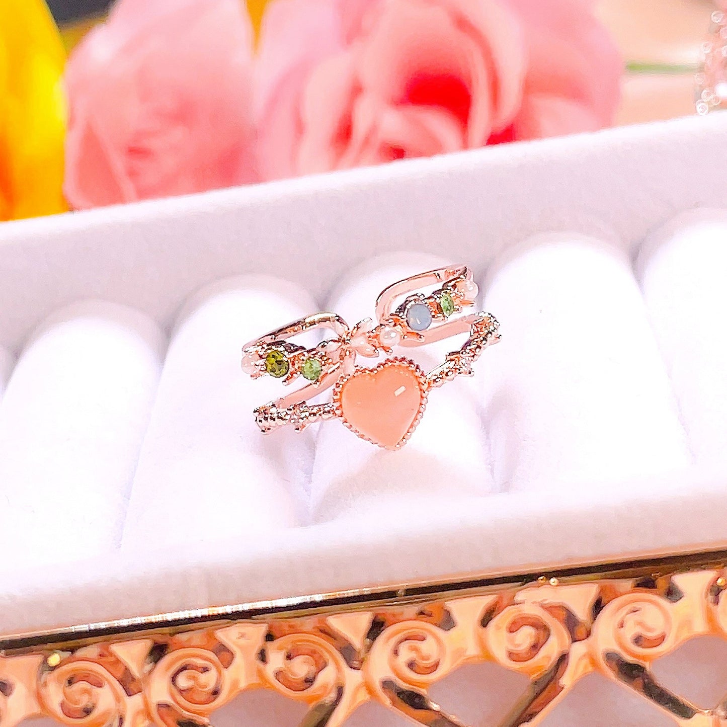 Sweet Garden Floral Heart Ring