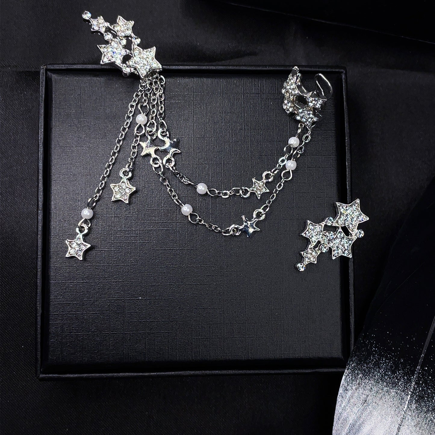 Asymmetrical Starry Sky Ear Cuff Earrings